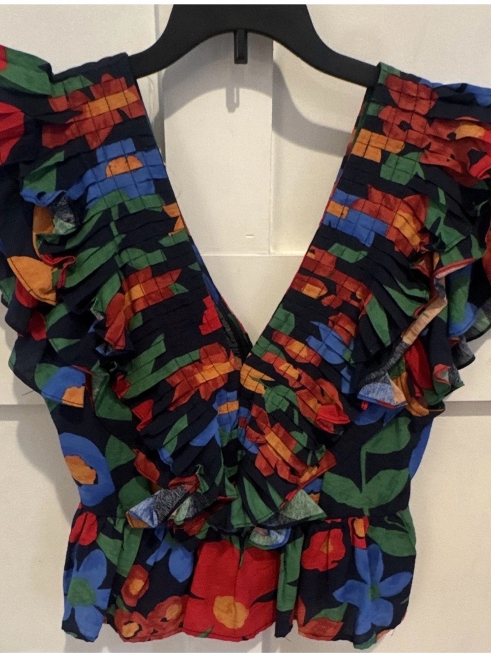 entro Multicolor Floral Mix Top in Red, Blue & Orange